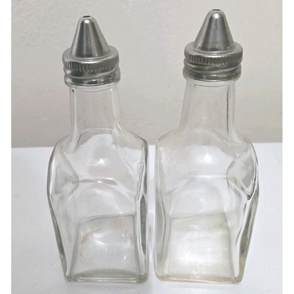 Vintage Gemco Oil & Vinegar Cruet Set Glass Mid Century Modern MCM Kitchen Decor